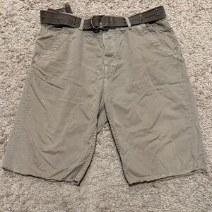 Z Brand Men's Khaki/Green Shorts with Belt Button Fly 36 Waist